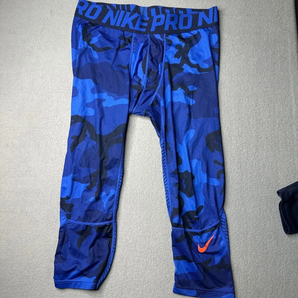 Nike Pro Compression Leggings Mens XL Blue Camo Navy 2 Pack 848863-455